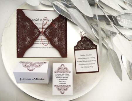 Bordowy Ornament – Ażurowa Koperta (Wzór 15)